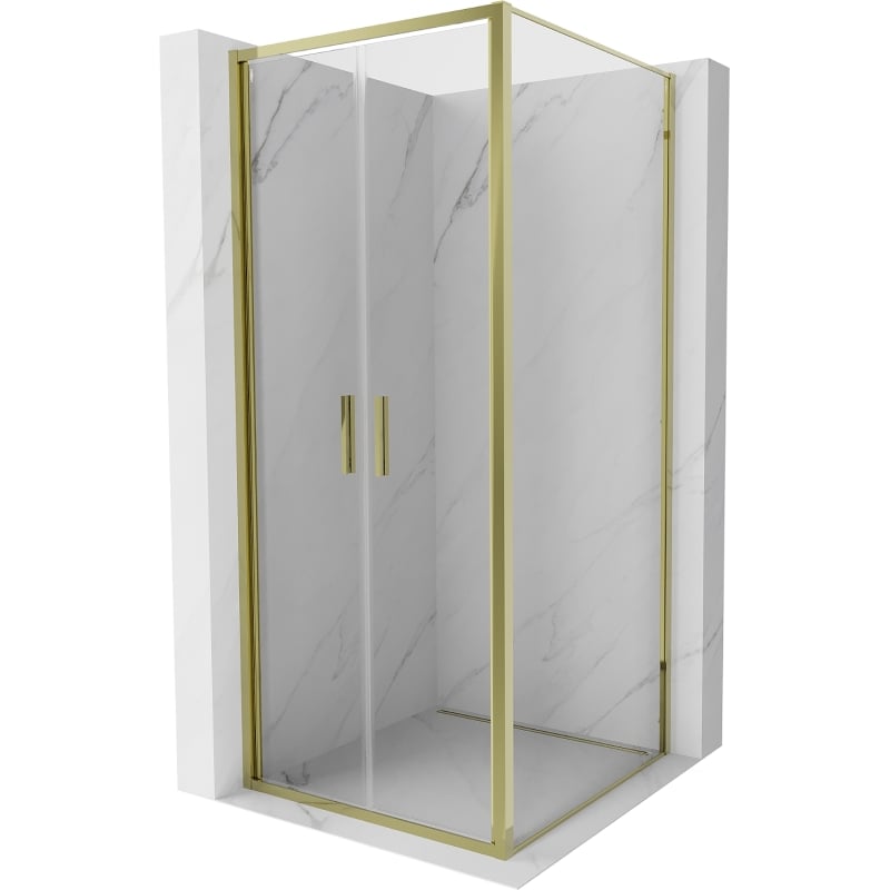 Mexen Exo-B Duo pivot shower cabin 70 x 70 cm, transparent, gold - 814-070-070-50-00