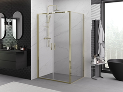 Mexen Exo 90 x 70 cm Hinged Shower Enclosure, Transparent, Gold - 814-090-070-50-00