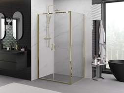 Mexen Exo-B Duo swing shower cabin 70 x 80 cm, transparent, gold - 814-070-080-50-00