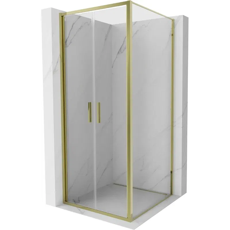 Mexen Exo 80 x 80 cm Hinged Shower Enclosure, Transparent, Gold - 814-080-080-50-00