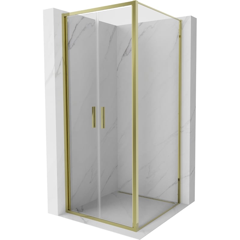 Mexen Exo swing shower cabin 80 x 80 cm, transparent, gold - 814-080-080-50-00