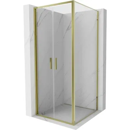 Mexen Exo 80 x 80 cm Hinged Shower Enclosure, Transparent, Gold - 814-080-080-50-00