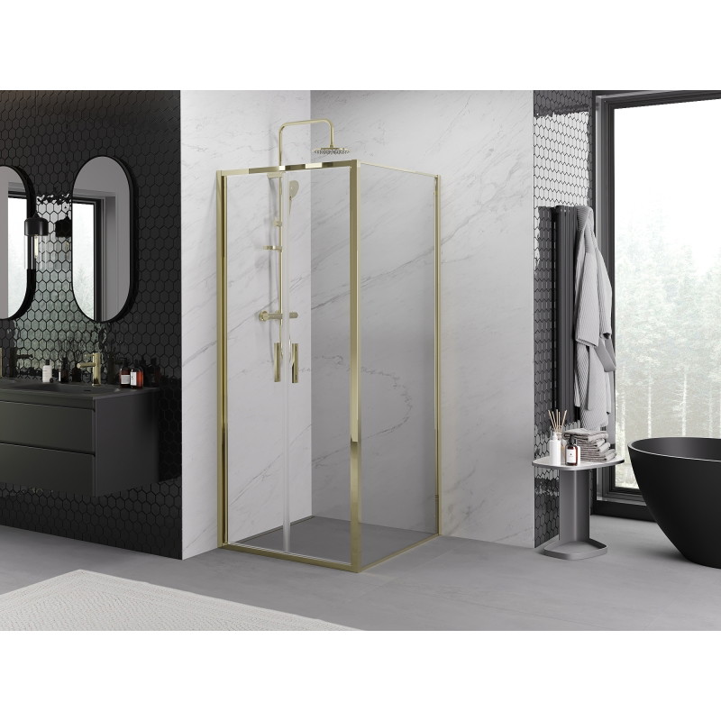 Mexen Exo-B Duo hinged shower cabin 80 x 80 cm, transparent, gold - 814-080-080-50-00