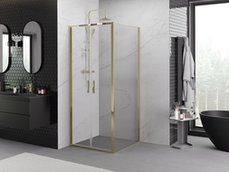 Mexen Exo 80 x 80 cm Hinged Shower Enclosure, Transparent, Gold - 814-080-080-50-00