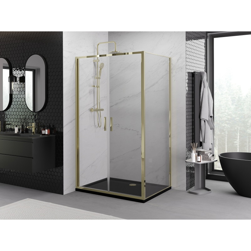 Mexen Exo-B Duo pivot shower cabin 80 x 85 cm, transparent, gold - 814-080-085-50-00
