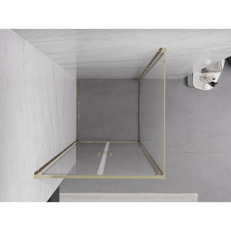 Mexen Exo 90 x 90 cm Pivot Shower Enclosure, Transparent, Gold - 814-090-090-50-00