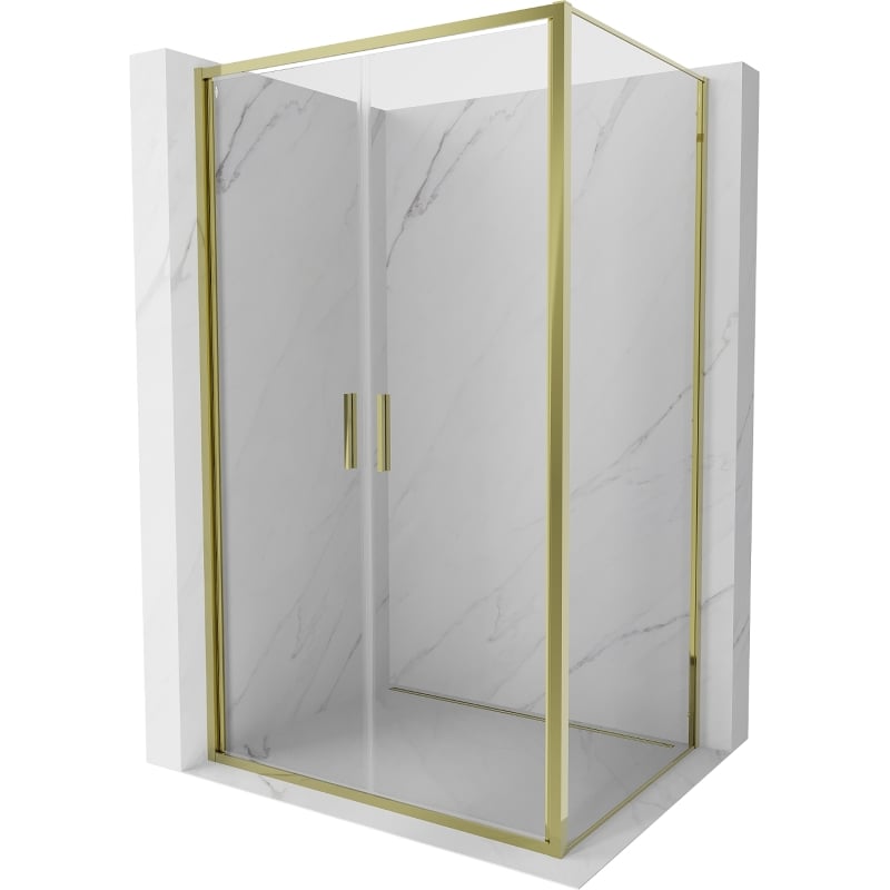 Mexen Exo-B Duo swing shower cabin 100 x 90 cm, transparent, gold - 814-100-090-50-00