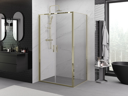 Mexen Exo Hinged Shower Cabin 90 x 95 cm, Transparent, Gold - 814-090-095-50-00