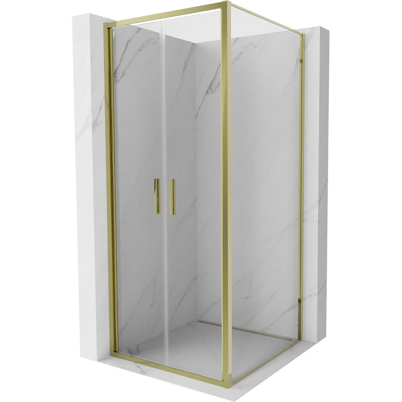 Mexen Exo shower cabin hinged 100 x 100 cm, transparent, gold - 814-100-100-50-00