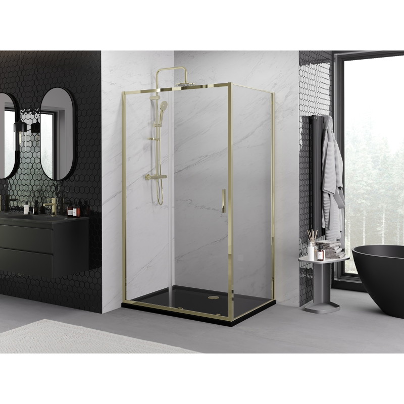 Mexen Exo-S 135 x 70 cm Sliding Shower Cabin, Transparent, Gold - 8151-135-070-50-00
