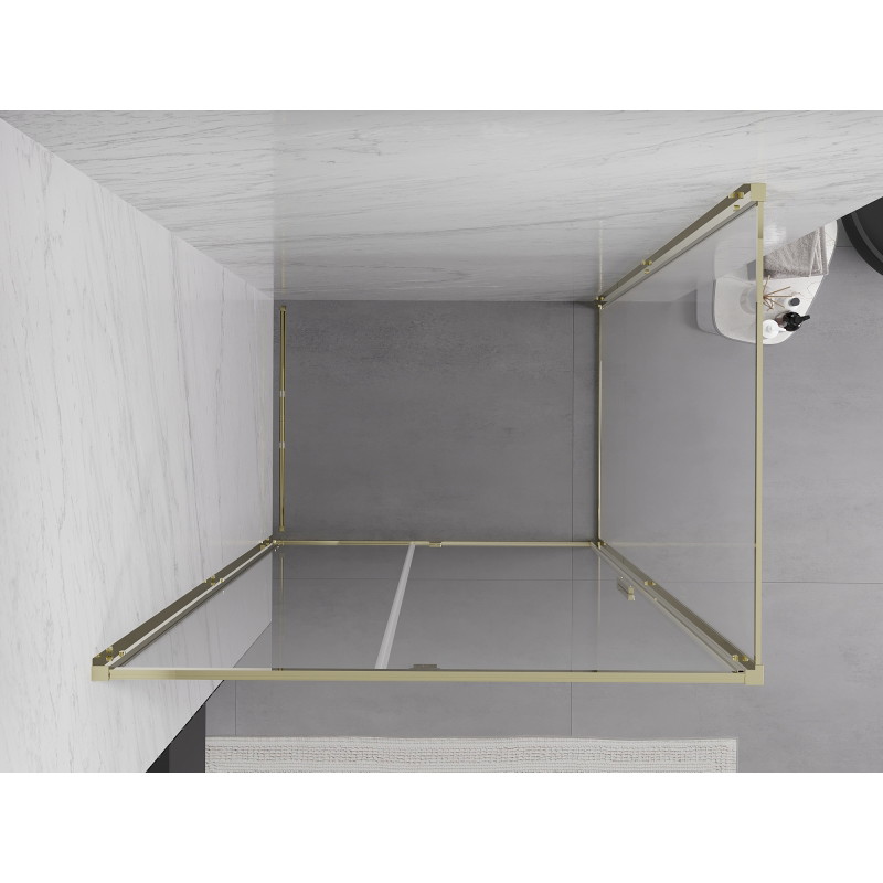 Mexen Exo-R hinged shower enclosure 145 x 70 cm, transparent, gold - 819-145-070-50-00