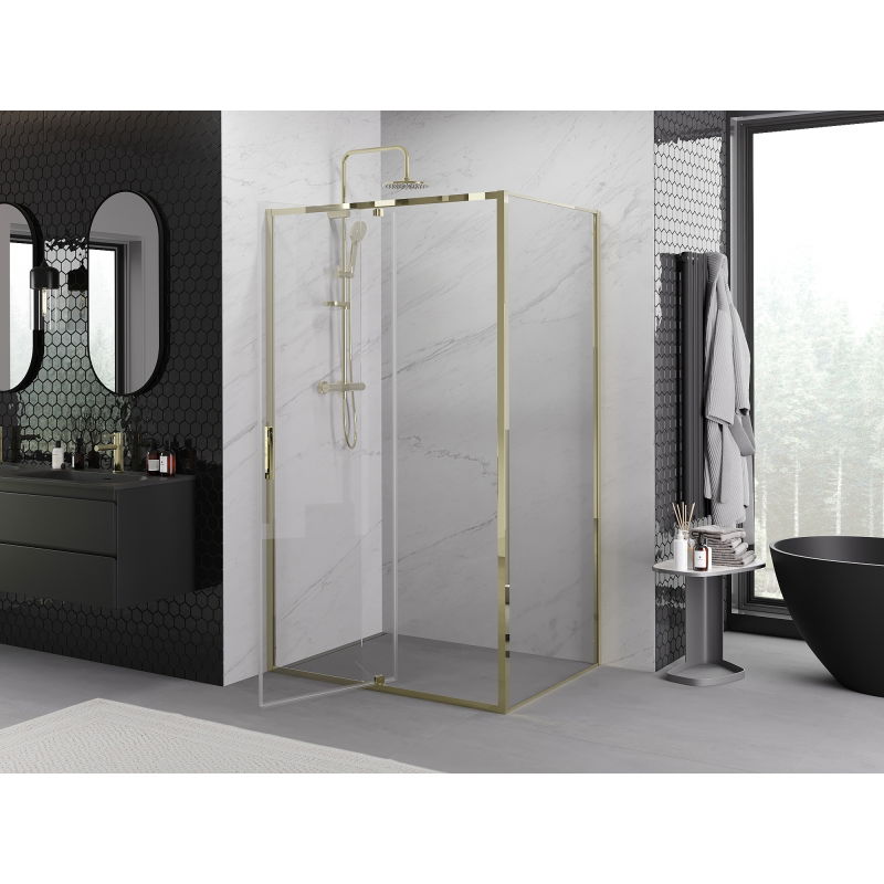 Mexen Exo 100 x 80 cm Hinged Shower Enclosure, Transparent, Gold - 819-100-080-50-00