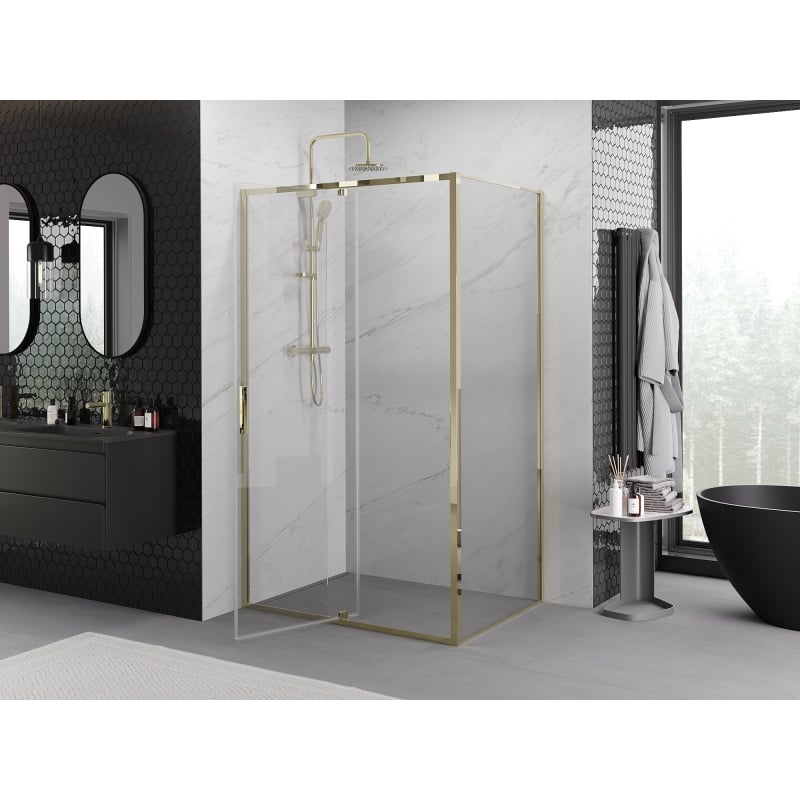 Mexen Exo-R 100 x 85 cm Pivot Shower Cabin, Transparent, Gold - 819-100-085-50-00