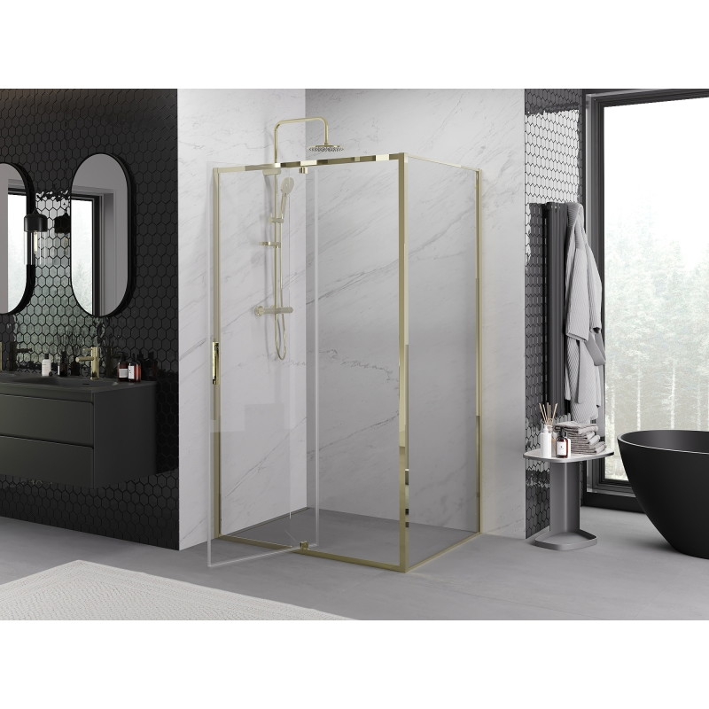 Mexen Exo-R hinged shower cabin 110 x 85 cm, transparent, gold - 819-110-085-50-00