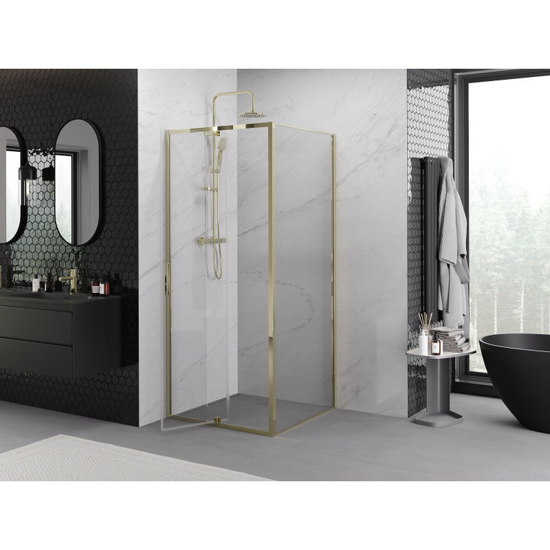 Mexen Exo Hinged Shower Cabin 90 x 90 cm, Transparent, Gold - 819-090-090-50-00