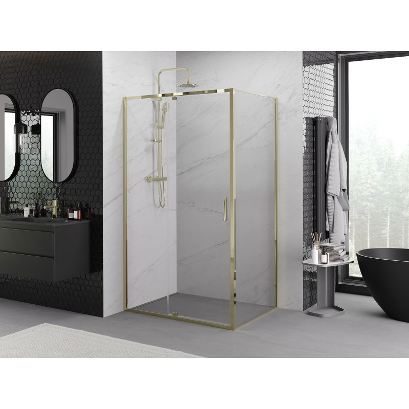 Mexen Exo 120 x 95 cm Pivot Shower Enclosure, Transparent, Gold - 819-120-095-50-00