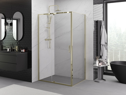 Mexen Exo Hinged Shower Enclosure 135 x 100 cm, Transparent, Gold - 819-135-100-50-00