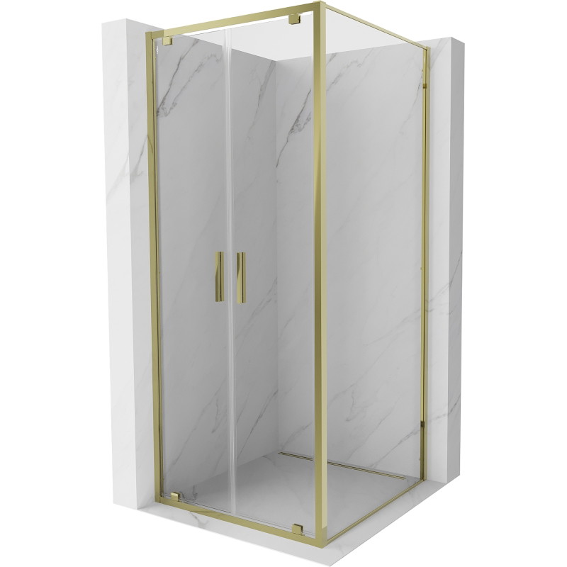 Mexen Exo-BR Duo hinged shower enclosure 70 x 70 cm, transparent, gold - 8182-070-070-50-00
