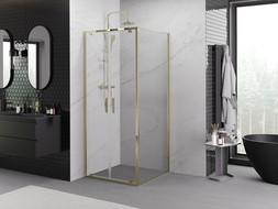 Mexen Exo shower enclosure hinged 70 x 70 cm, transparent, gold - 8182-070-070-50-00