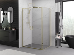 Mexen Exo Hinged Shower Enclosure 90 x 75 cm, Transparent, Gold - 8182-090-075-50-00
