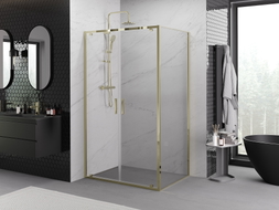 Mexen Exo-BR Duo hinged shower enclosure 70 x 80 cm, transparent, gold - 8182-070-080-50-00