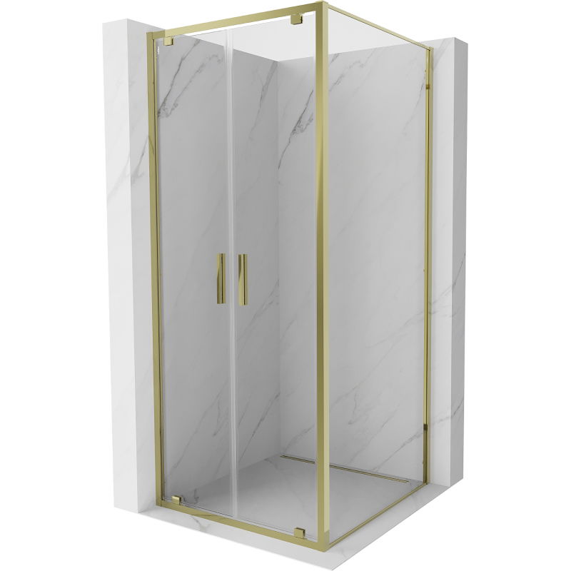 Mexen Exo Hinged Shower Enclosure 90 x 90 cm, Transparent, Gold - 8182-090-090-50-00