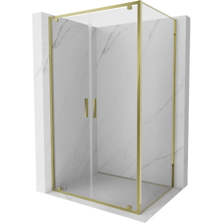 Mexen Exo-BR Duo swing shower cabin 90 x 100 cm, transparent, gold - 8182-090-100-50-00