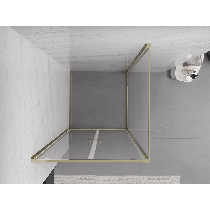 Mexen Exo-BR Duo 100 x 100 cm Hinged Shower Enclosure, Transparent, Gold - 8182-100-100-50-00