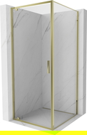 Mexen Exo 80 x 80 cm Hinged Shower Enclosure, Transparent, Gold - 8181-080-080-50-00