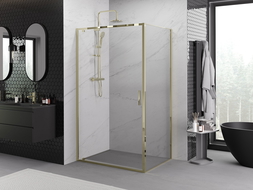 Mexen Exo pivot shower enclosure 85 x 80 cm, transparent, gold - 8181-085-080-50-00