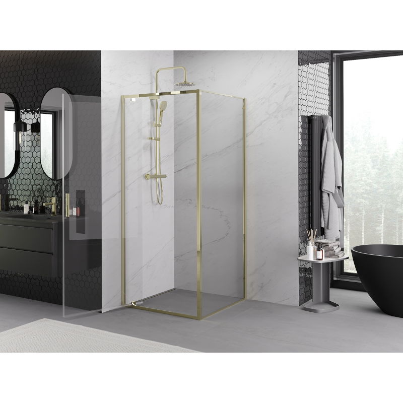 Mexen Exo shower enclosure with swing door 95 x 95 cm, transparent, gold - 8181-095-095-50-00