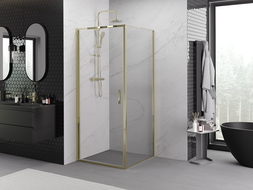 Mexen Exo 70 x 70 cm pivot shower cabin, transparent, gold - 817-070-070-50-00