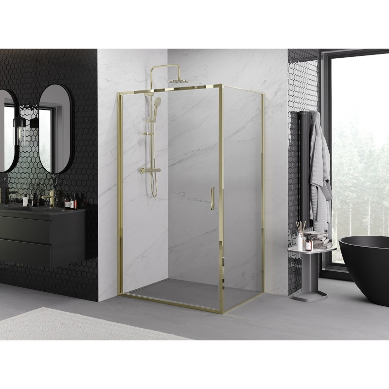Mexen Exo-B swing shower enclosure 70 x 75 cm, transparent, gold - 817-070-075-50-00