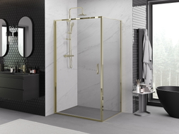 Mexen Exo-B hinged shower enclosure 70 x 80 cm, transparent, gold - 817-070-080-50-00
