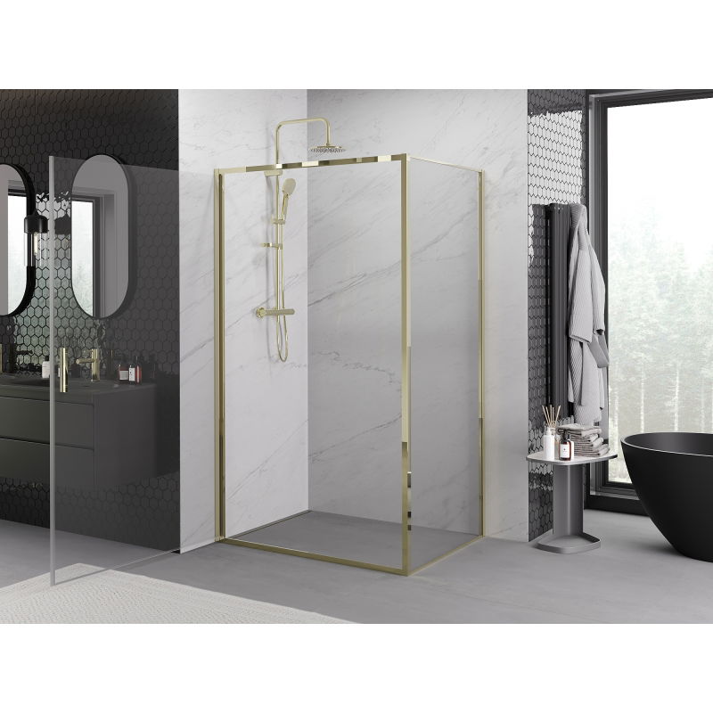 Mexen Exo Hinged Shower Enclosure 70 x 90 cm, Transparent, Gold - 817-070-090-50-00