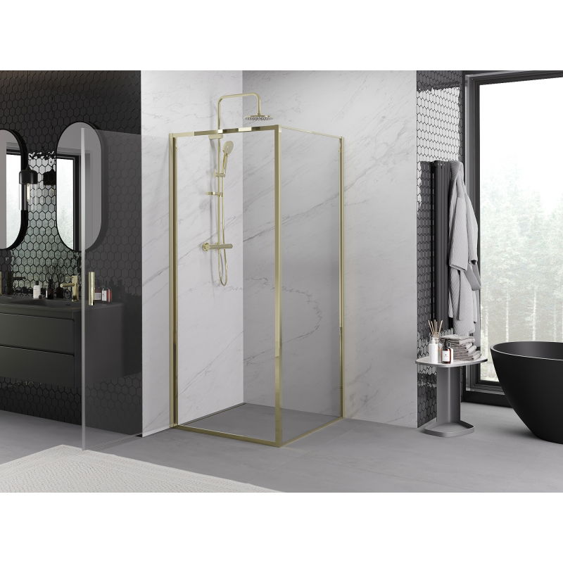 Mexen Exo Hinged Shower Enclosure 95 x 95 cm, Transparent, Gold - 817-095-095-50-00