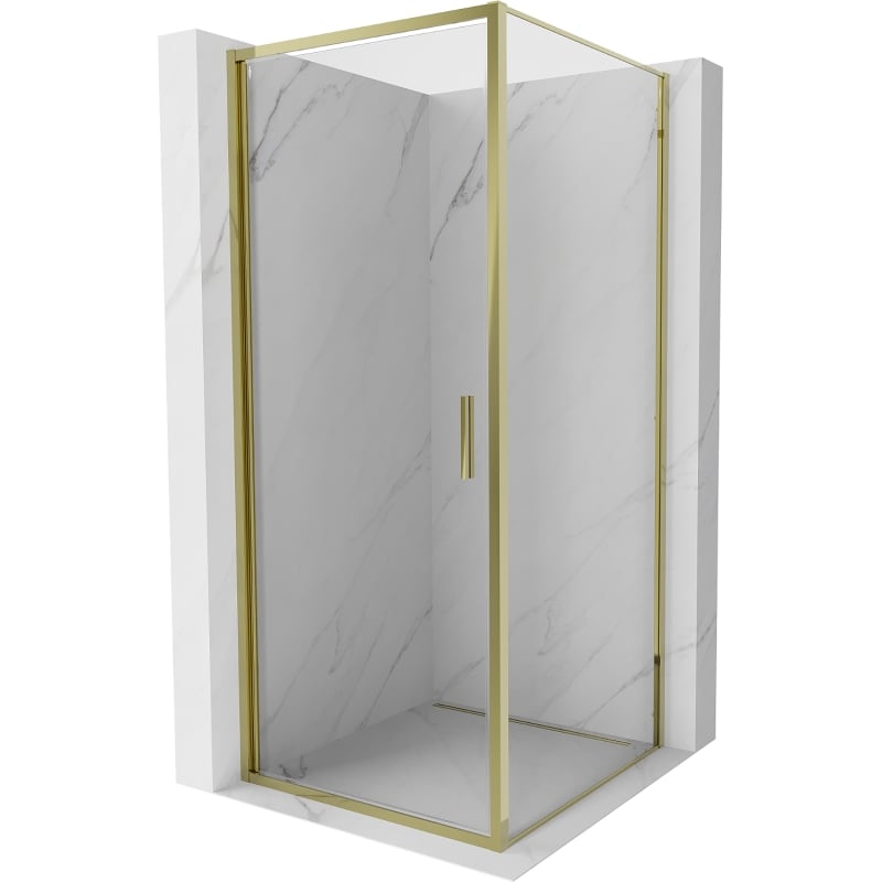 Mexen Exo hinged shower cabin 100 x 100 cm, transparent, gold - 817-100-100-50-00
