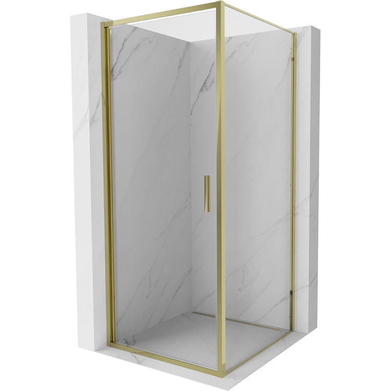 Mexen Exo shower cabin pivot 100 x 100 cm, transparent, gold - 817-100-100-50-00