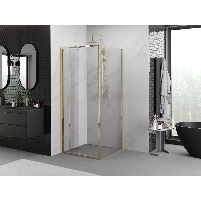 Mexen Exo-F folding shower cabin 70 x 70 cm, transparent, gold - 816-070-070-50-00