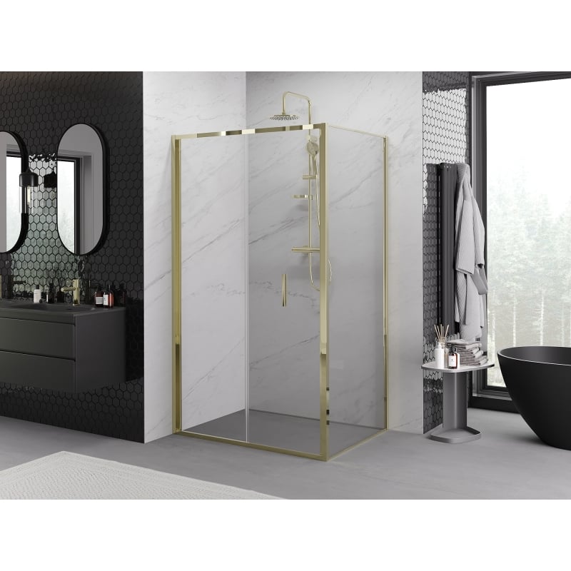 Mexen Exo-F Foldable shower enclosure 70 x 75 cm, transparent, gold - 816-070-075-50-00