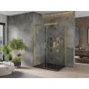 Mexen Omega extendable shower cubicle 120 x 90 cm, Transparent, Gold + shower tray Flat, Black - 825-120-090-50-00-4070G