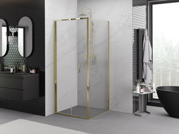 Mexen Exo-F folding shower enclosure 80 x 80 cm, transparent, gold - 816-080-080-50-00