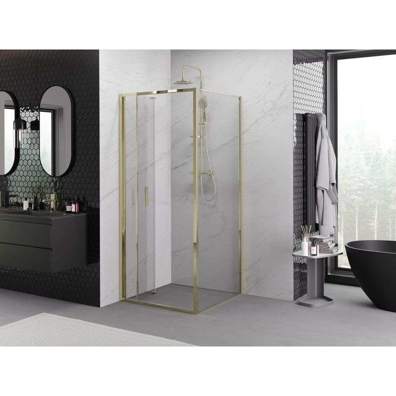 Mexen Exo-F folding shower enclosure 80 x 80 cm, transparent, gold - 816-080-080-50-00