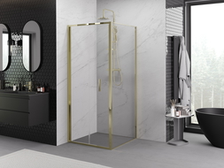 Mexen Exo foldable shower cabin 85 x 85 cm, transparent, gold - 816-085-085-50-00
