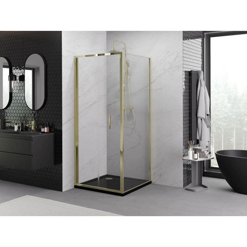 Mexen Exo foldable shower cabin 85 x 85 cm, transparent, gold - 816-085-085-50-00
