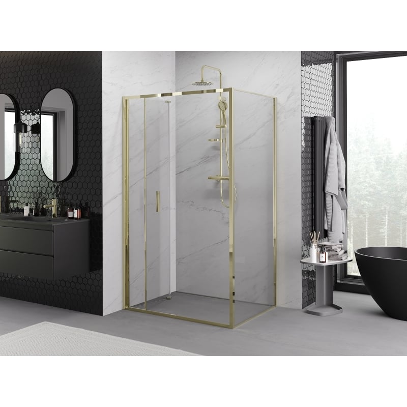 Mexen Exo-F folding shower cabin 90 x 85 cm, transparent, gold - 816-090-085-50-00
