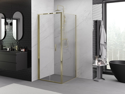 Mexen Exo Foldable Shower Enclosure 95 x 95 cm, Transparent, Gold - 816-095-095-50-00