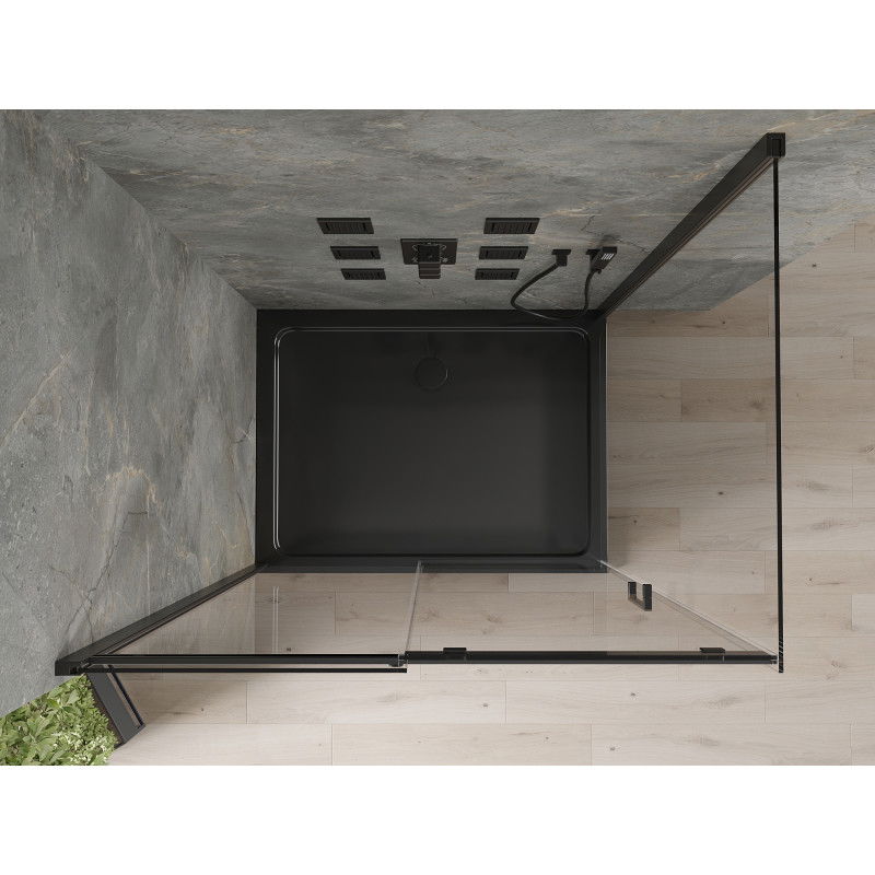 Mexen Omega sliding shower cabin 100 x 80 cm, transparent, black + Flat shower tray, black - 825-100-080-70-00-4070B