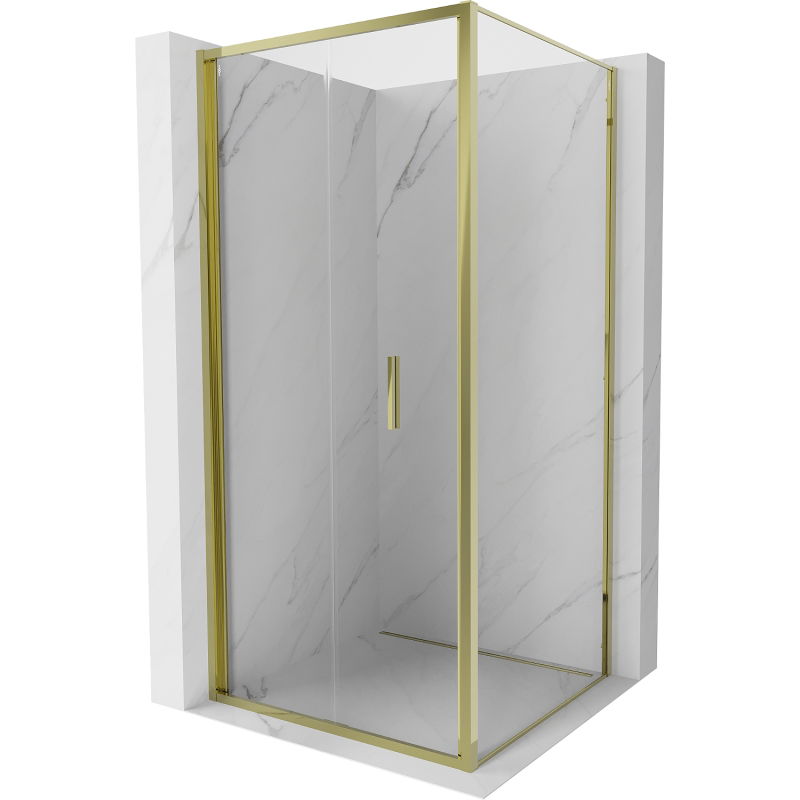 Mexen Exo 100 x 100 cm Folding Shower Enclosure, Transparent, Gold - 816-100-100-50-00