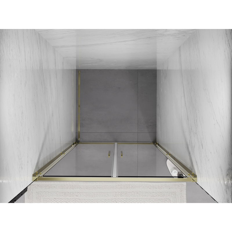 Mexen Exo double swing shower doors 70 cm, transparent, gold - 814-070-000-50-00